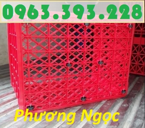 Sóng nhựa hở 8 bánh xe, sọt nhựa rỗng HS022, sọt rỗng công nghiệp 8 bánh, sọt nhựa rỗng đựng hàng