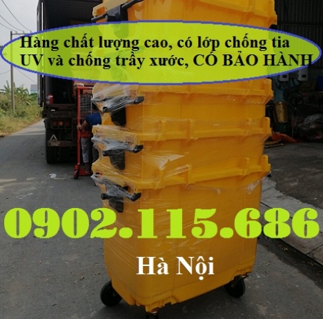 Xe rác nhựa 660l, thùng rác nhựa 660l, thùng rác công nghiệp 660l, xe thu gom rác 660l, thùng rác nh