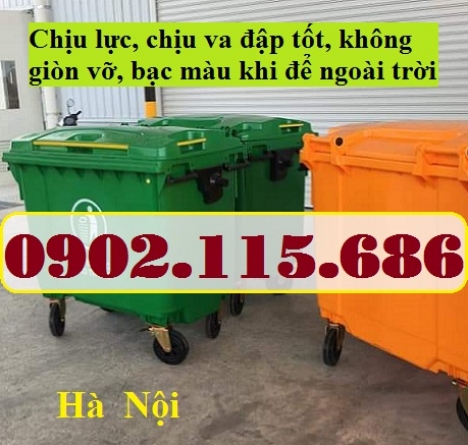 Xe rác nhựa 660l, thùng rác nhựa 660l, thùng rác công nghiệp 660l, xe thu gom rác 660l, thùng rác nh