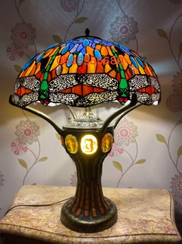 Đèn ngủ tiffany hai thân họa tiết hoa hồng