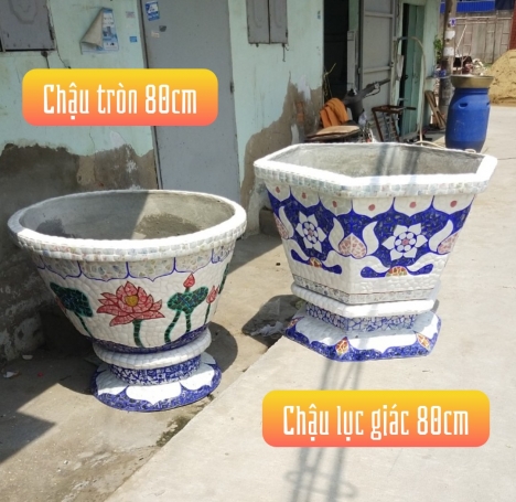 Chậu hoa dán sành sứ