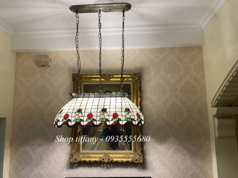 Giao Lưu Đèn Tiffany Thả Bàn Ăn Họa Tiết Hoa Hồng.
