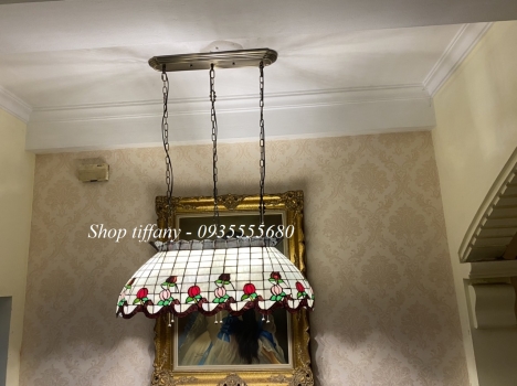 Giao Lưu Đèn Tiffany Thả Bàn Ăn Họa Tiết Hoa Hồng.