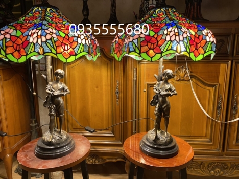 Giao lưu đôi đèn tượng tiffany hoạ tiết hoa hồng