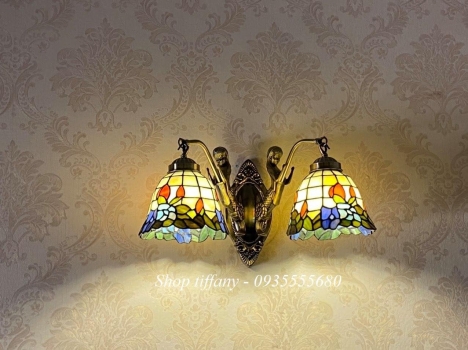 Đèn tiffany treo tường họa tiết hoa đơn