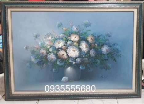 Giao lưu Bức tranh hoa màu xanh.