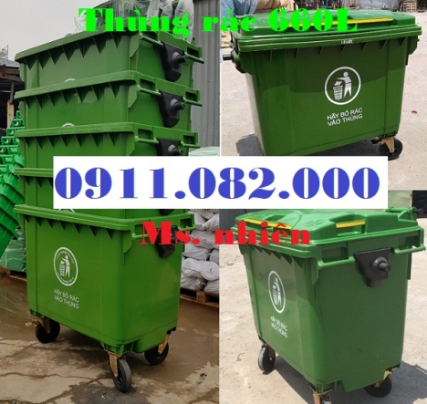 Sỉ lẻ thùng rác 660 lít giá rẻ tại vĩnh long - thùng rác 4 bánh xe- lh 0911082000