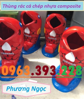 Thùng rác hình cá chép, thùng rác trường học, thùng rác con vật, thùng rác cá chép