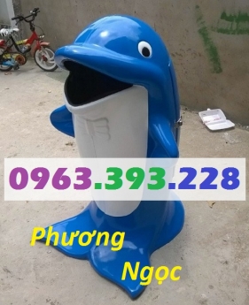 Thùng rác hình con cá heo, thùng rác công cộng, thùng rác cá heo, thùng rác con vật