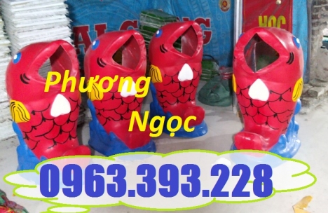 Thùng rác hình cá chép, thùng rác trường học, thùng rác con vật, thùng rác cá chép