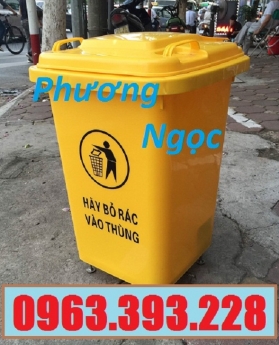 Thùng rác 60L nhựa HDPE, thùng rác 60 Lít nắp kín, thùng rác công cộng, thùng rác đạp chân