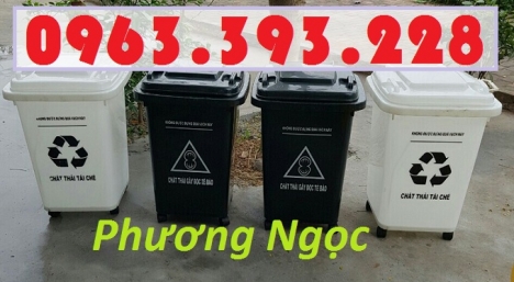 Thùng rác 60L nhựa HDPE, thùng rác 60 Lít nắp kín, thùng rác công cộng, thùng rác đạp chân