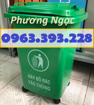 Thùng rác 60L nhựa HDPE, thùng rác 60 Lít nắp kín, thùng rác công cộng, thùng rác đạp chân