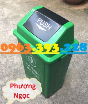 Thùng rác nhựa nắp bập bênh, thùng rác 60 Lít nắp lật, thùng rác công cộng nhựa HDPE