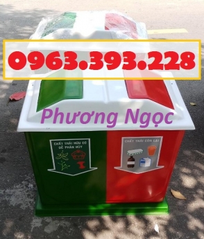 Thùng rác nhựa composite, thùng rác 2 ngăn, thùng phân loại rác