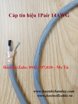 Cáp tín hiệu Hosiwell (P/N: 9214) 1Pair 14AWG, vỏ PVC màu Grey