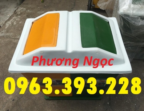 Thùng rác nhựa composite, thùng rác 2 ngăn, thùng phân loại rác