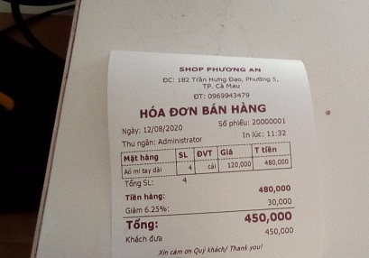 Máy tính tiền trọn bộ cho shop quần áo tại Cà Mau