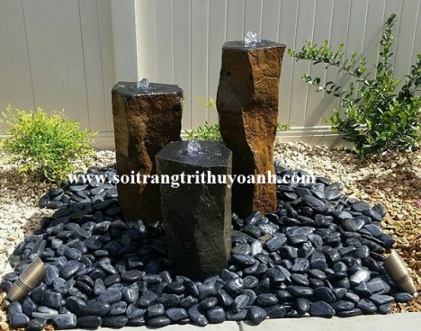Trang trí cảnh quan sân vườn bằng sỏi đen bóng