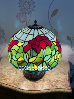 Đèn nấm tiffany hoạ tiết hoa dơn