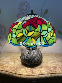 Đèn nấm tiffany hoạ tiết hoa dơn