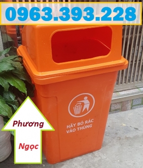 Thùng rác 90 Lít nắp hở nhựa HDPE, thùng rác cửa ngang, thùng rác công cộng, thùng rác 90L