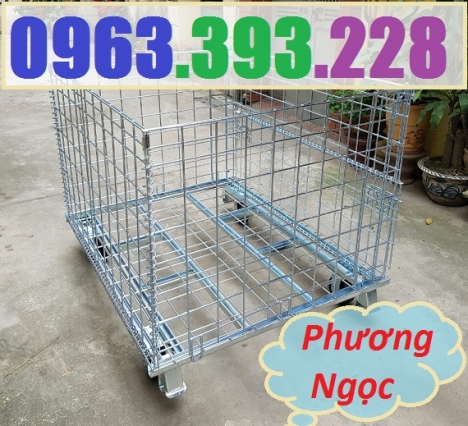 Lồng trữ hàng có bánh xe, lồng thép chứa hàng, xe đẩy lồng, pallet lưới