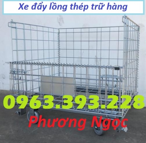 Lồng trữ hàng có bánh xe, lồng thép chứa hàng, xe đẩy lồng, pallet lưới