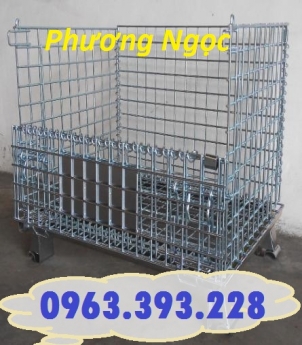 Lồng trữ hàng có bánh xe, lồng thép chứa hàng, xe đẩy lồng, pallet lưới