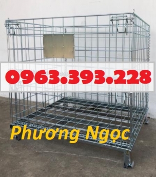 Lồng trữ hàng có bánh xe, lồng thép chứa hàng, xe đẩy lồng, pallet lưới