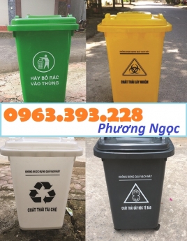 Thùng rác y tế 60 Lít, thùng rác y tế có bánh xe, thùng rác nhựa 60L nắp kín