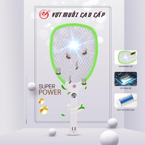Vợt muỗi cao cấp Mỹ Linh tích hợp đèn pin mẫu 3688