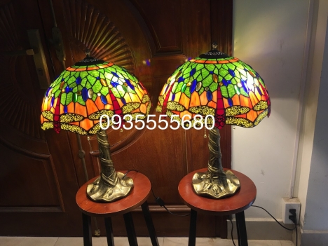 Giao lưu đôi đèn tiffany hoạ tiết chuồn chuồn
