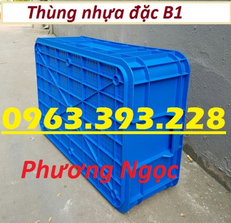 Thùng nhựa đặc B1, sóng nhựa công nghiệp, thùng nhựa có nắp, hộp nhựa đựng linh kiện cao 20