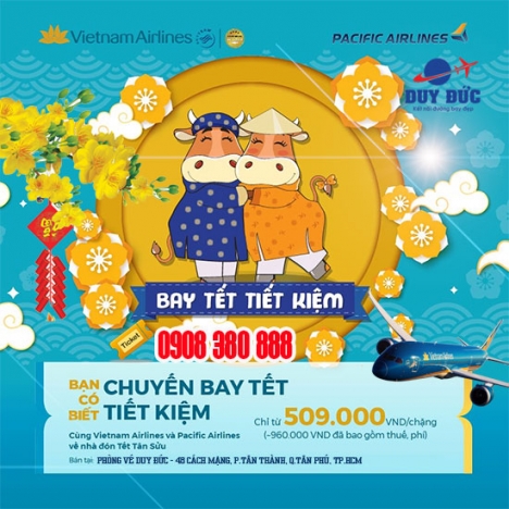 Liên danh Vietnam Airlines – Pacific Airlines bán vé Tết 2021 giá từ 509K