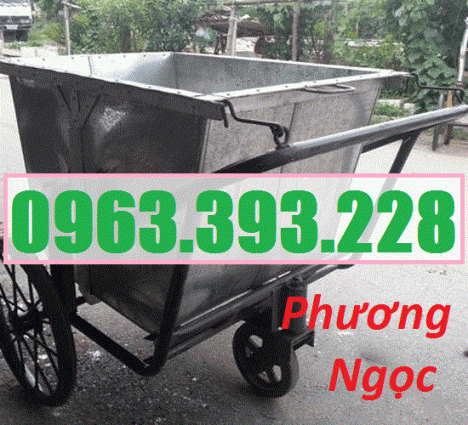 Xe gom rác 500 Lít bằng tôn, xe rác tôn 3 bánh, thùng rác tôn 500L, xe thu rác thải tôn