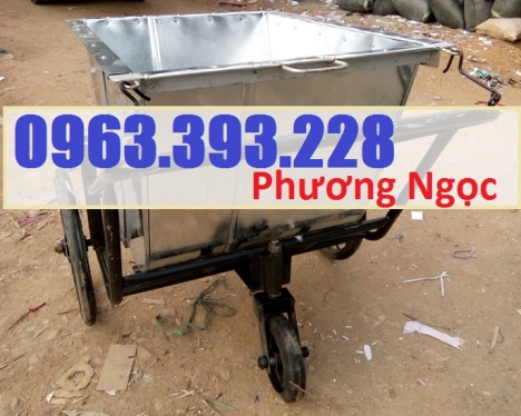 Xe gom rác bằng tôn 3 bánh, xe rác tôn 400 Lít, xe thu gom rác tôn, xe đẩy rác 400L