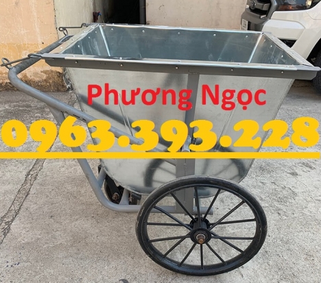 Xe gom rác bằng tôn 3 bánh, xe rác tôn 400 Lít, xe thu gom rác tôn, xe đẩy rác 400L