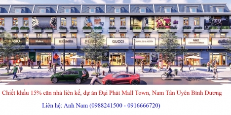 Chiết khấu 15% căn nhà liên kế, dự án Đại Phát Mall Town, Nam Tân Uyên Bình Dương