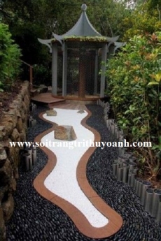 Sỏi đen bóng trang trí sân vườn tiểu cảnh tphcm