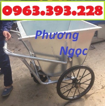 Xe gom rác bằng tôn 3 bánh, xe rác tôn 400 Lít, xe thu gom rác tôn, xe đẩy rác 400L