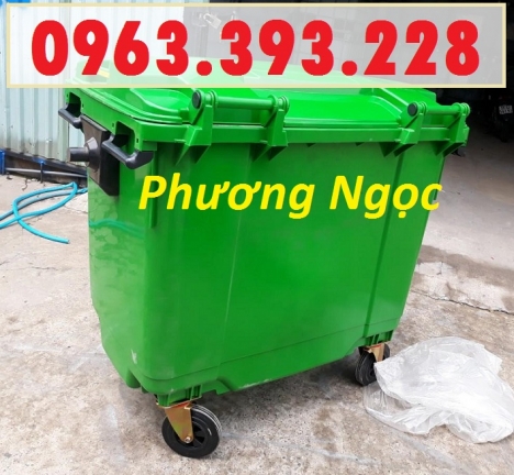 Xe đẩy rác 660 lít 4 bánh, xe gom rác công nghiệp, thùng rác 660L nhựa HDPE