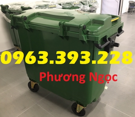 Xe đẩy rác 660 lít 4 bánh, xe gom rác công nghiệp, thùng rác 660L nhựa HDPE