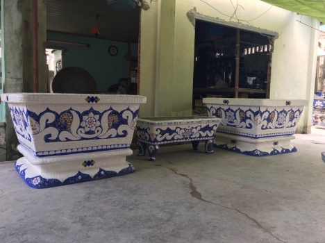 Chậu hoa chân quỳ dán sành sứ , chậu hoa cao cấp, chậu hoa đẹp