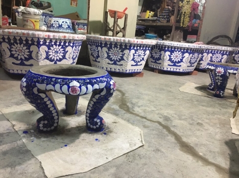 Chậu hoa chân quỳ dán sành sứ , chậu hoa cao cấp, chậu hoa đẹp