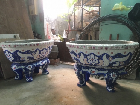 Chậu hoa chân quỳ dán sành sứ , chậu hoa cao cấp, chậu hoa đẹp
