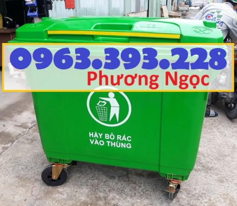Xe đẩy rác 660 lít 4 bánh, xe gom rác công nghiệp, thùng rác 660L nhựa HDPE