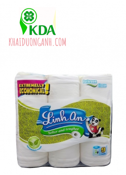 Giấy vệ sinh cuộn nhỏ cao cấp Linh An, giấy vệ sinh giá sỉ Sóc Trăng