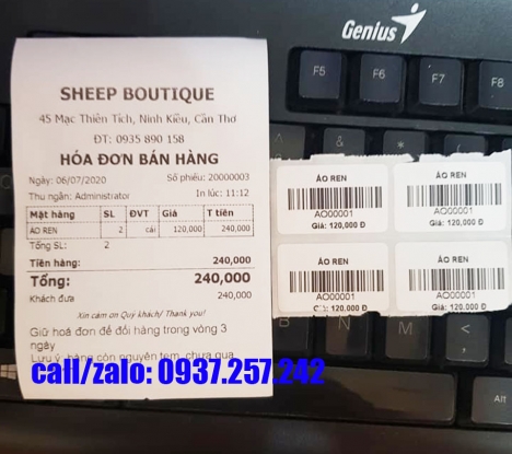 Máy in bill thanh toán cho shop quần áo tại Vĩnh Long