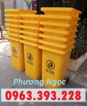 Thùng rác nhựa 240 lít nắp kín, thùng rác 2 bánh xe nhựa HDPE, thùng rác nhựa 240L